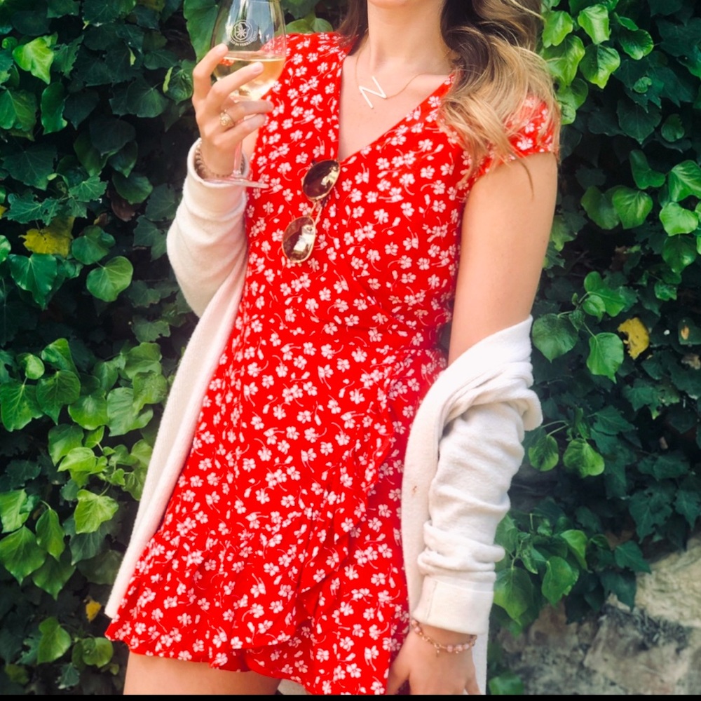J. Crew mercantile red floral mini dress